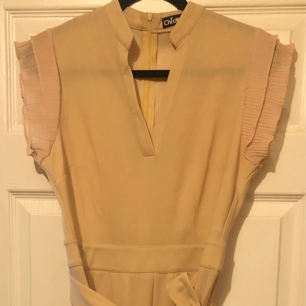 Beige dress pants romper